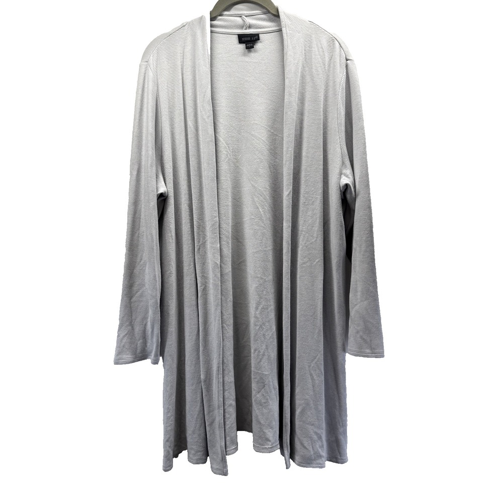 J Jill Wearever Women's Cardigan Tunic Size Large Light Gray Long Sleeve Open